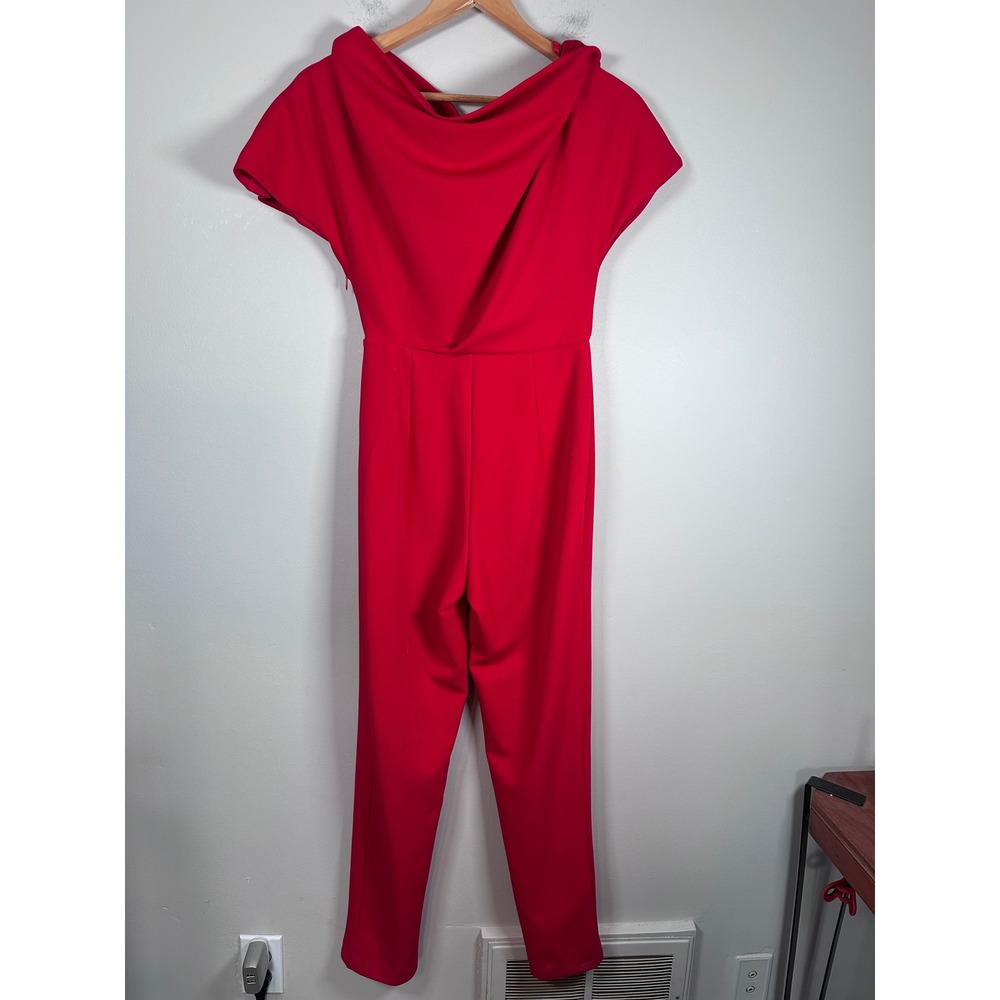 Alexia Admor Draped Off Shoulder Jumpsuit Womens XS Red Elegant Cocktail holiday - Picture 5 of 8